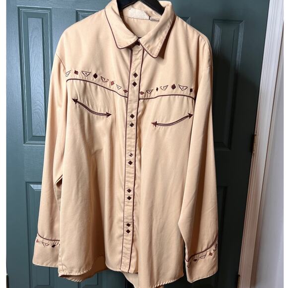 Vintage Rodeo Scully Patriotic Embroidered Shirt Fire Crystal Snap Buttons XXL - Picture 1 of 14
